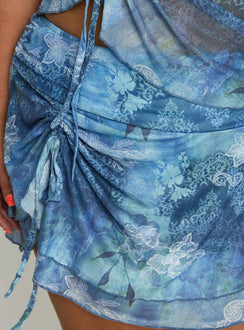 Rosee Frill Mini Skort Blue Multi Curve