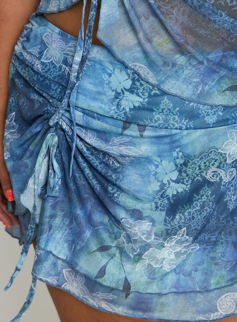 Rosee Frill Mini Skort Blue Multi Curve