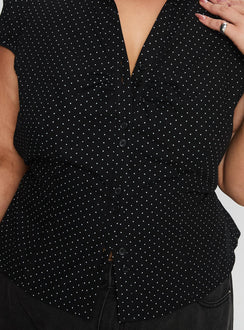 Arianwyn Short Sleeve Shirt Black Polka Curve