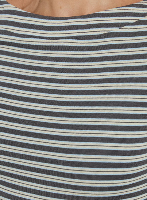 Destinie Boatneck 3/4 Sleeve Romper Multi Stripe