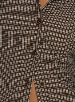 Amorah Cinched Longline Shirt Brown Check
