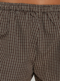 Amorah Bubble Mini Shorts Brown Check