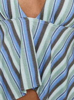 Blairee Hanky Halter Top Blue Stripe