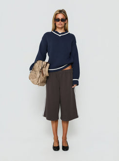 Myrandah V Neck Long SLeeve Knit Jumper Navy