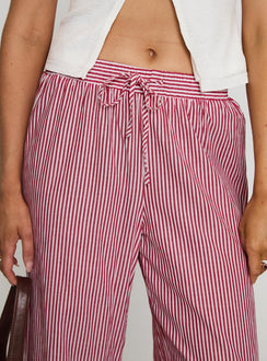 Holiday Tie Front Pants Red/White Stripe
