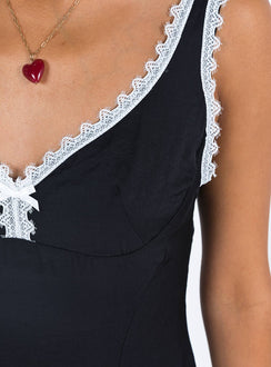 Front view of model wearing  front Princess Polly Asymmetric Neckline  Fyfe Mini Dress Dusty Black