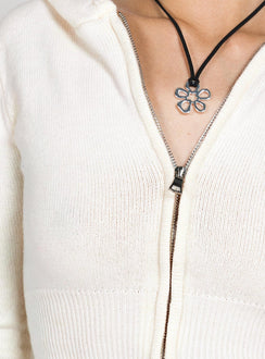 back view of model wearing Princess Polly Elingford Zip Up Hooded Sweater Cream 