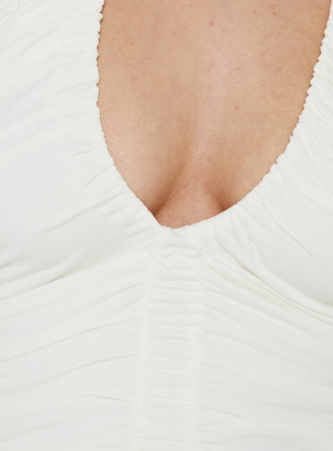 Opalite Ruched Halter Top White