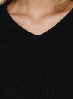Bridgeta V Neck 3/4 Sleeve Top Black