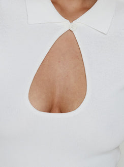 Happened One Night Keyhole Blouse Top White