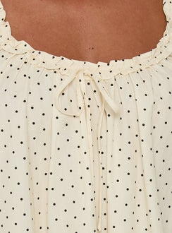 Nattalie Babydoll Sleep Mini Dress Cream Polka Dot