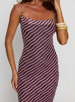 Aliah Cowl Neck Maxi Dress Brown Stripe
