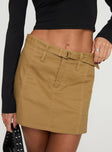 Mini skirt Zip & button fastening, belt looped waist, gold-toned hardware, pleated detail Non-stretch material, unlined 