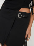 Skort Wrap design, silver-toned buckle detail, invisible zip fastening Non-stretch material, unlined 