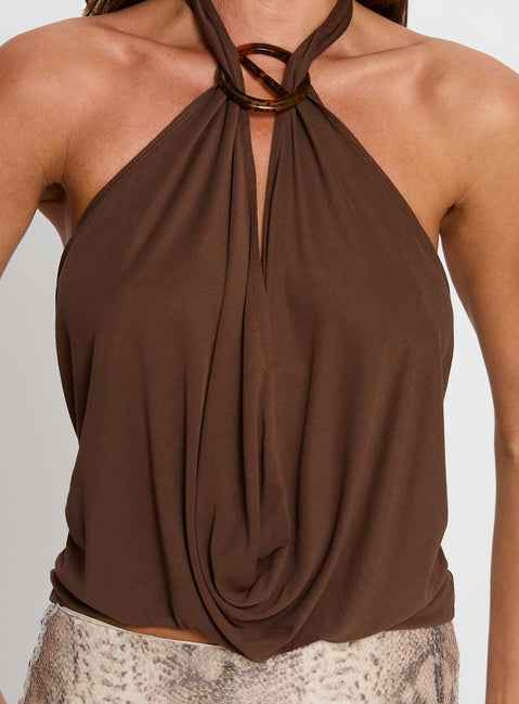 Lanelle Ring Detail Top Chocolate