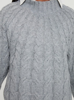 Cable knit sweater Turtle neck, ribbed trim detail Slight stretch, unlined 