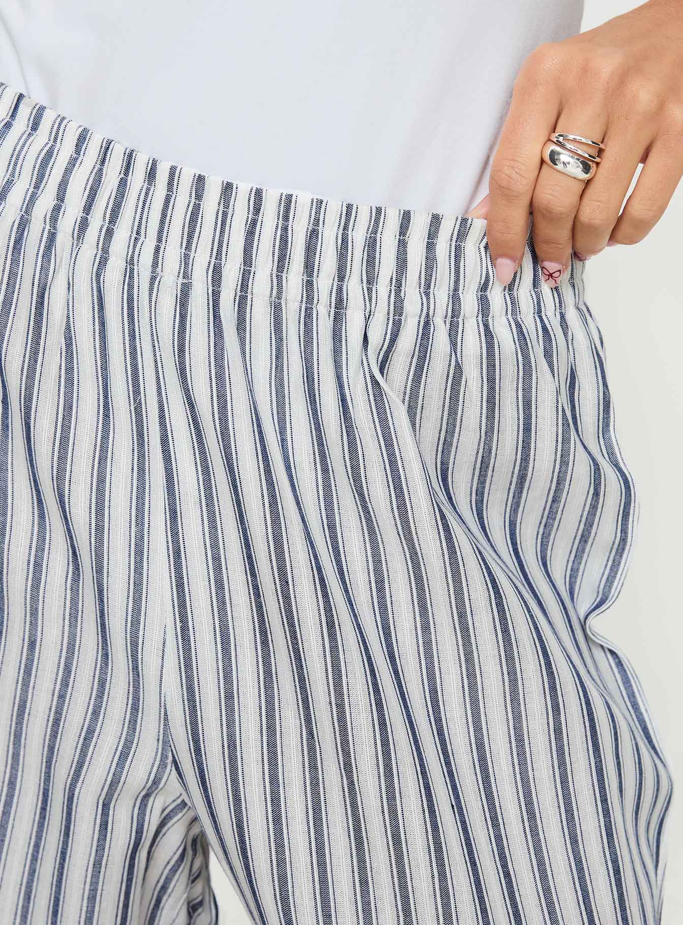 Louis Pants White / Navy Stripe