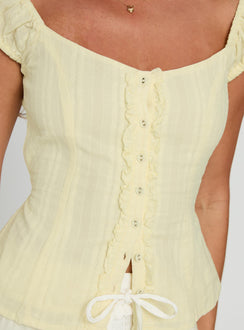 Gysella Off Shoulder Woven Top Yellow