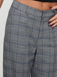 Low waist pants Hook & eye/zip fastening, belt looped waist, twin hip pockets, straight leg Non-stretch, unlined
