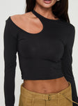 Long sleeve top  Cut out shoulder Good stretch, unlined Princess Polly Lower Impact