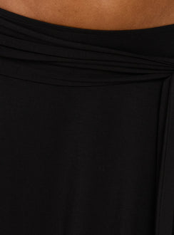 Soft Focus Tie Waist Midi Skirt Black