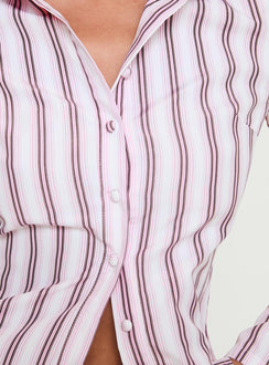 Long sleeve shirt Slim fitting, pinstripe print, classic collar, flared sleeves, button fastening at fronT