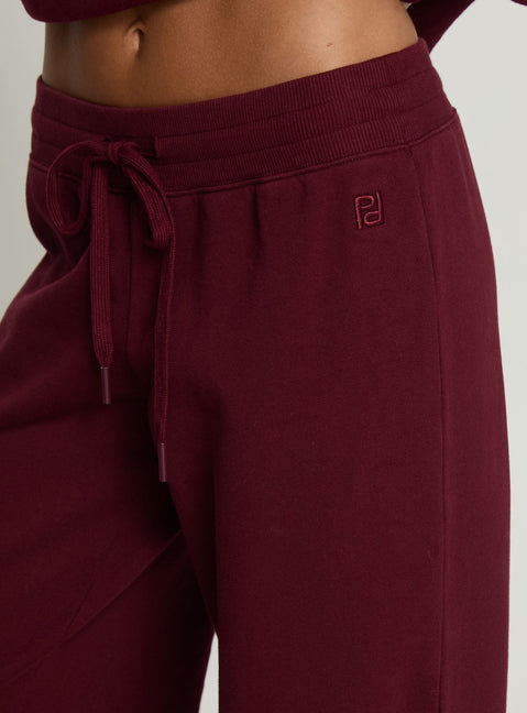 side view of model wearing Princess Polly Dodie Wide Leg Pants Washed Currant Mid Rise Pants 