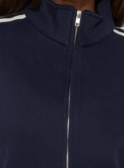 Keeran Funnel Neck Fleece Jumper Navy / White