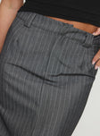 Maxi skirt Pinstripe print, belt looped waist, clasp & zip fastening, split in hem Non-stretch material, unlined 