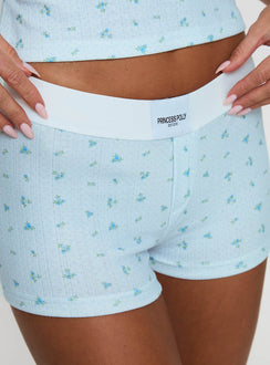 Lullabies Pointelle Sleep Shorts Blue