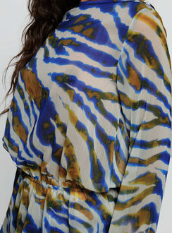 Get Closer Backless Romper Blue Zebra