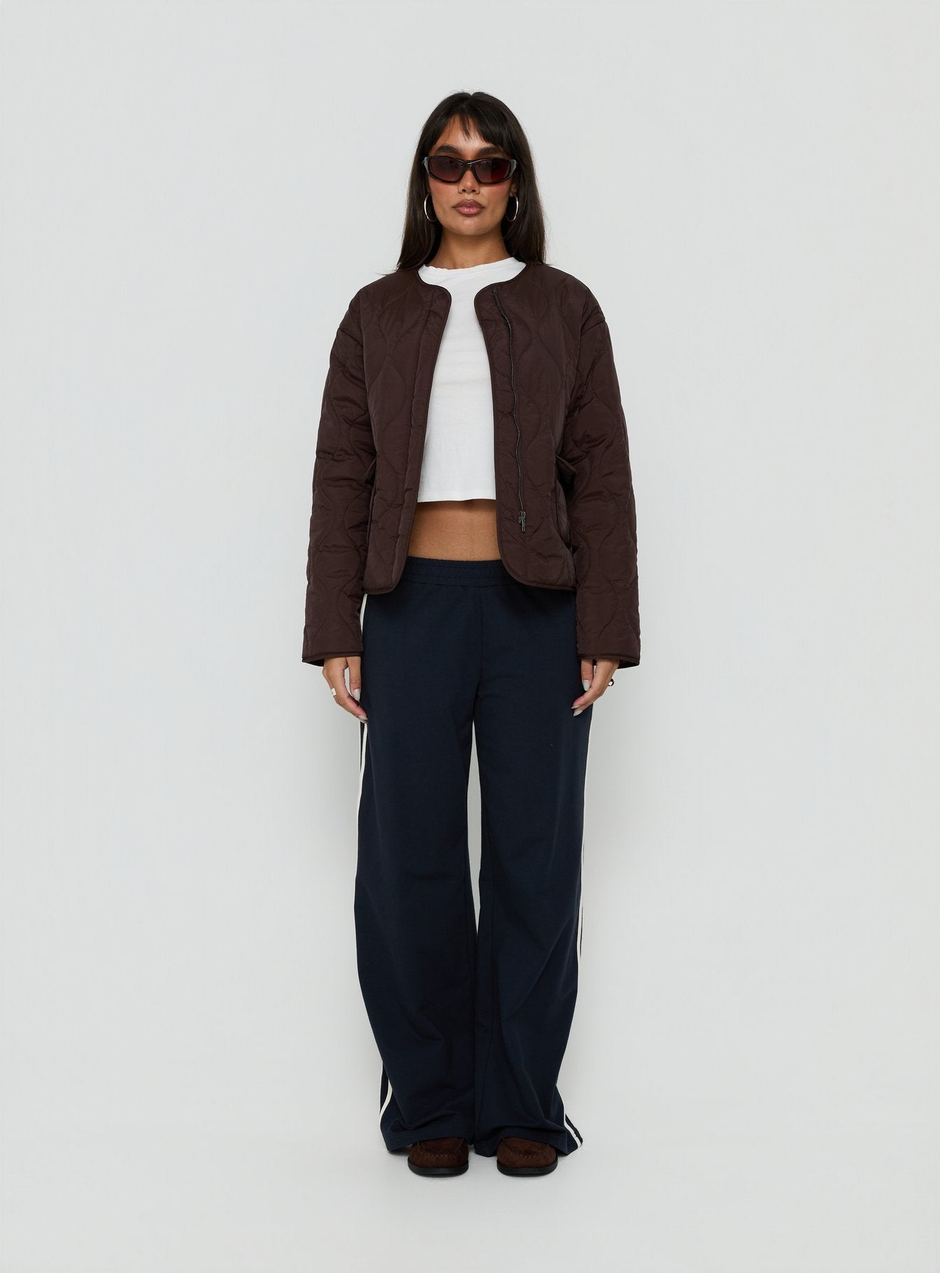 Homebody Quilted Puffer Jacket Brown