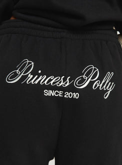 product Princess Polly Princess Polly Track Shorts Cursive Text Black Sand High Waisted Shorts 