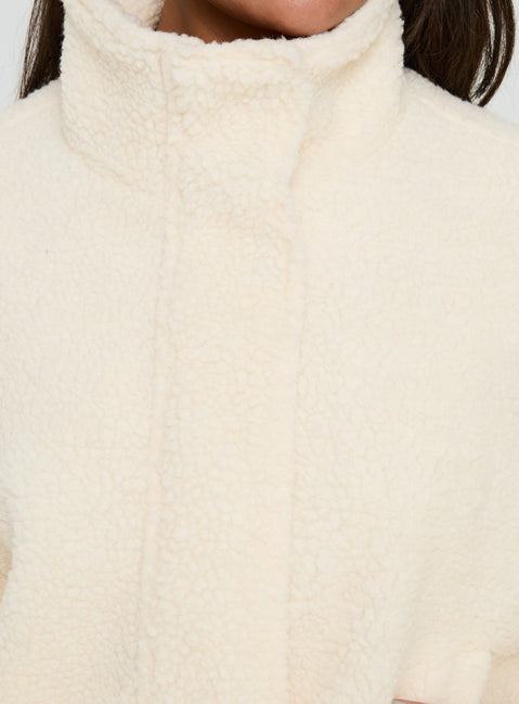 Clora Funnel Neck Sherpa Jacket Cream