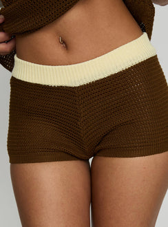 Contradiction Knit Shorts Brown / Yellow