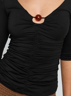 April Showers Hardware Detail Top Black