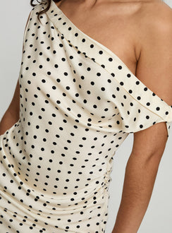 Sweetheart Mini Dress Cream Polka