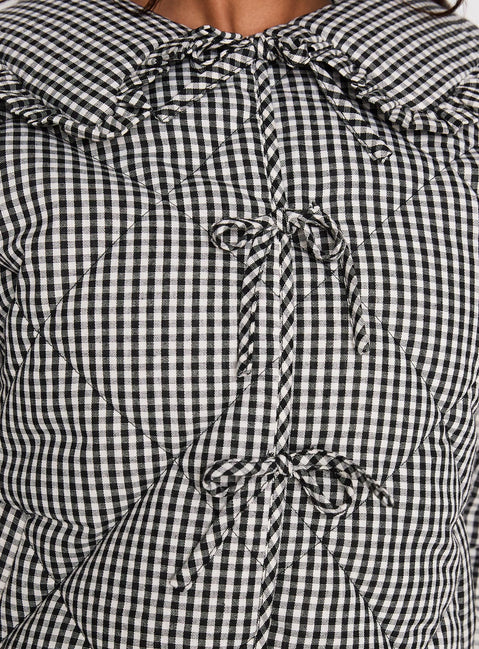 Best Asset Quilted Jacket Black / White Check