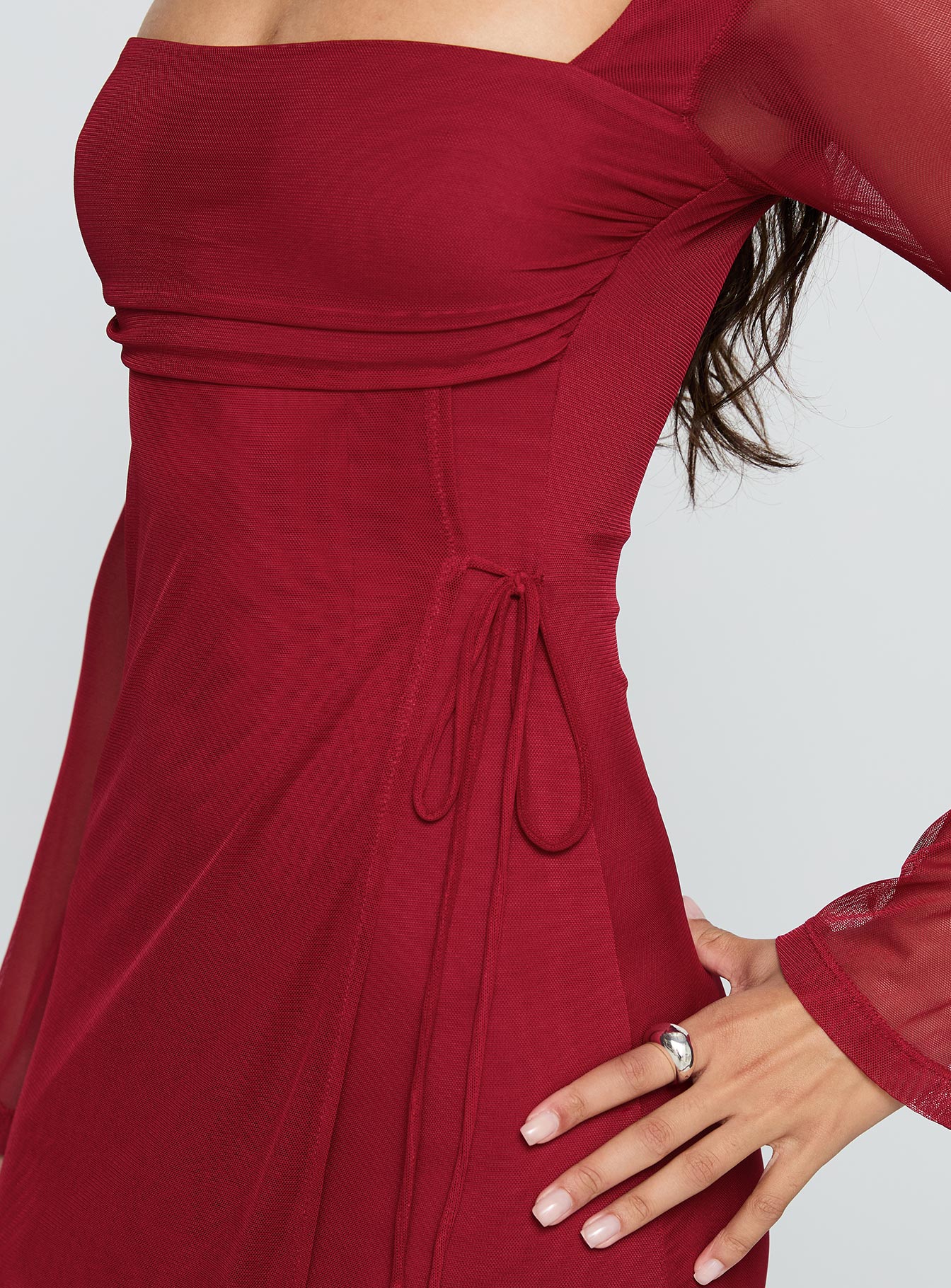 Martinez Long Sleeve Mini Dress Currant