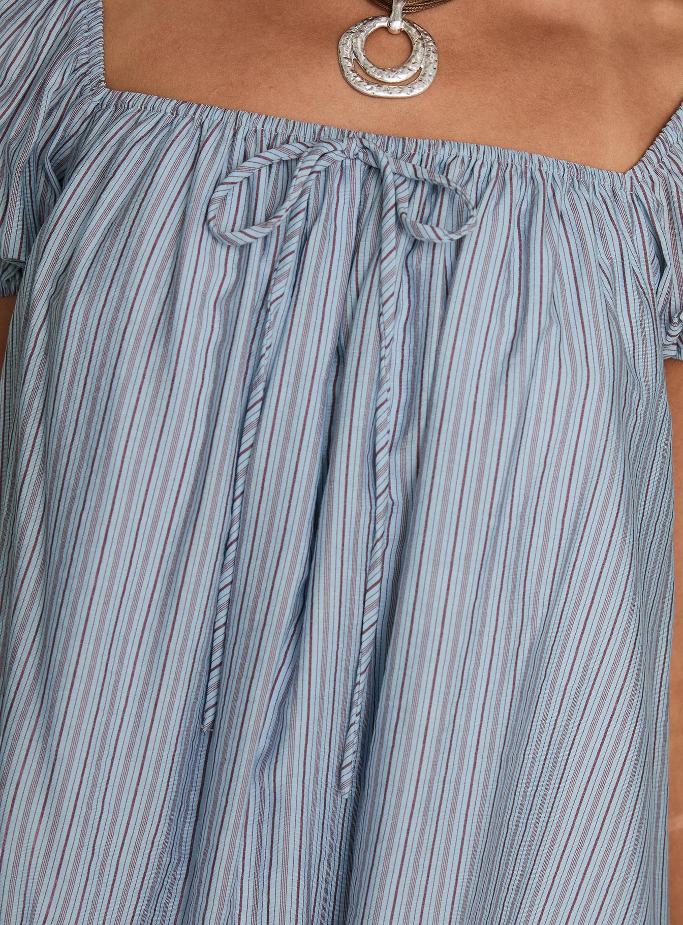 Wayfaire Smock Mini Dress Blue Stripe