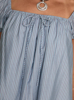Wayfaire Smock Mini Dress Blue Stripe