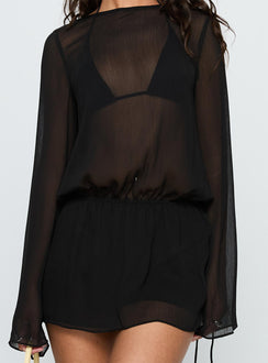 Get Closer Backless Playsuit Black