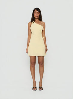 Ariann One Shoulder Low Back Mini Dress Yellow