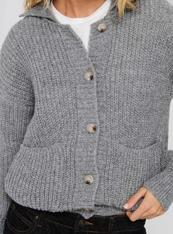 Darcel Button Up Knit Cardigan Grey
