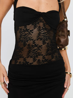 Adalyne Lace Halter Maxi Dress Black