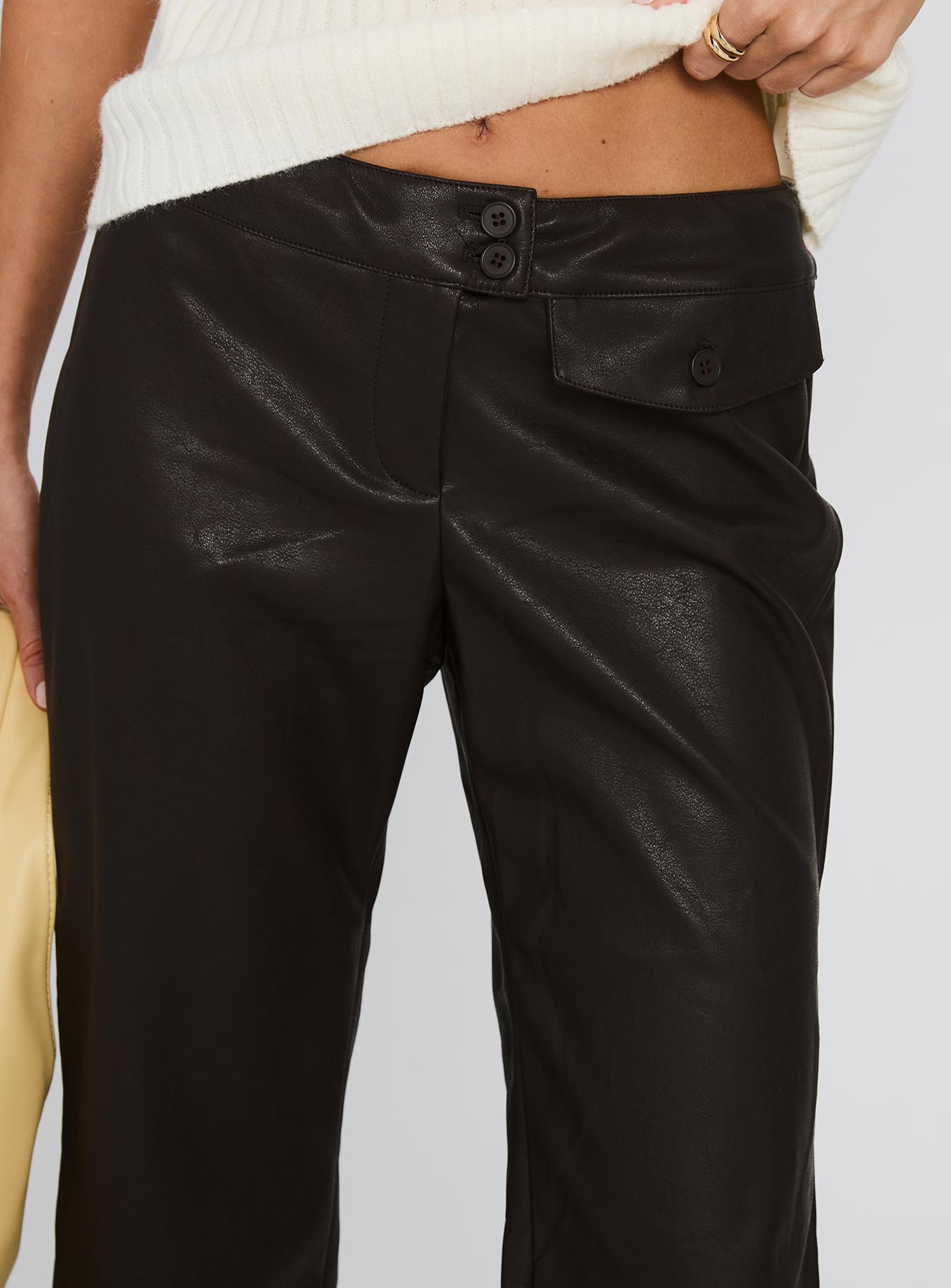 Prosperous Faux Leather Tailored Pants Brown