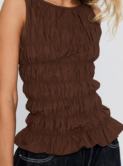 Marleene Shirred Top Chocolate