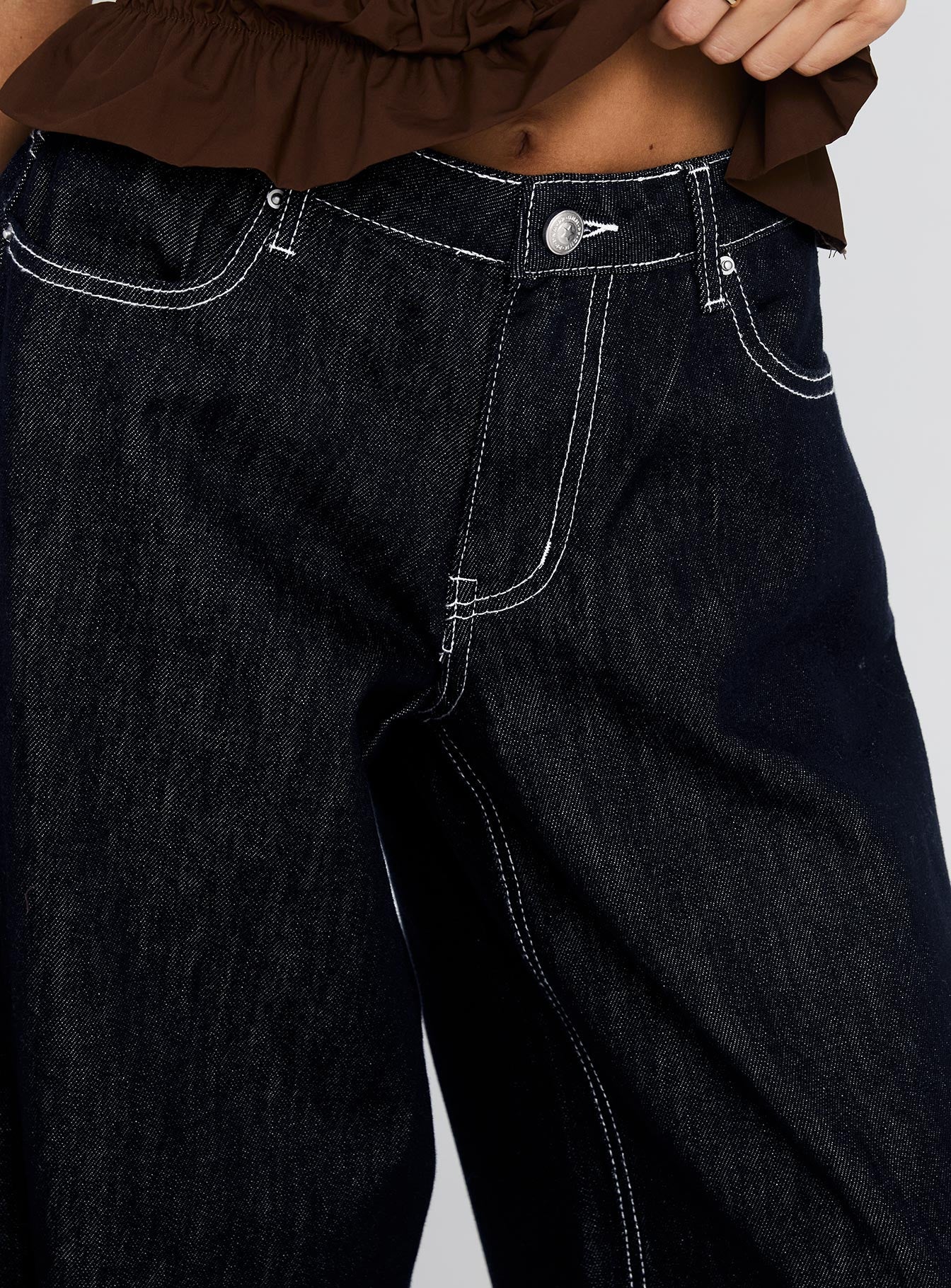 Lierre Low Rise Wide Leg Jeans Dark Blue Wash