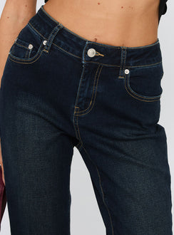 Thessara Mid Rise Bootleg Jeans Dark Blue