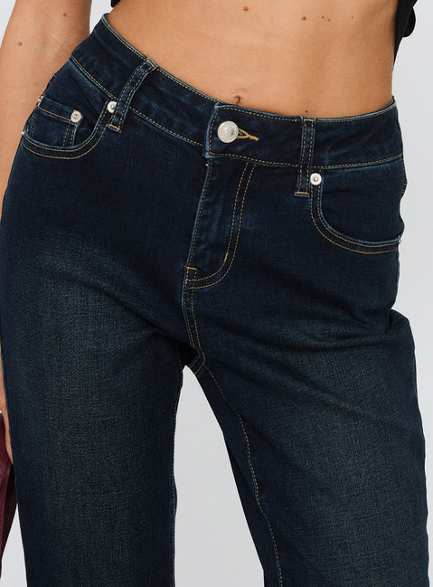 Thessara Mid Rise Bootleg Jeans Dark Blue